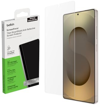 Belkin ScreenForce Titan SmartShield Anti-Reflex Schutzfolie für Samsung Galaxy S26 Ultra, Kratzfest, Stoßfest, Anti-Fingerprint Folie, Schutzglas, Ultradünn mit Positionierungsschale zur Anbringung