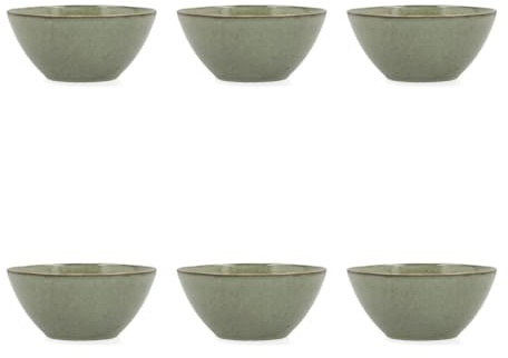 Bidasoa Ikonic Set 6 Bol Irreg 15,8x15x 7cm Verde Ikoni 6 Piezas - 15,8x15x7cm Gres Apto Microondas Borde Fino