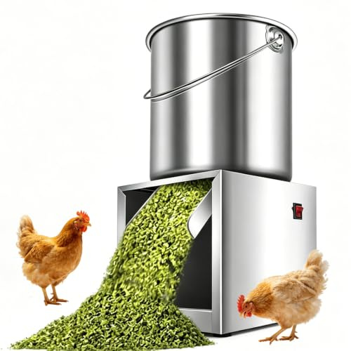 Poultry Feed Processor & Crusher【8 Standard Smooth Blades】 | Heavy Duty Stainless Steel Commercial Feed Processor，3500 RPM Feed Chopper ，Multi-Purpose Fodder Shredder for Farm Use