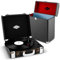auna Jerry Lee Record Collector Set Schallplattenspieler + Plattenkoffer (USB-Anschluss zum Digitalisieren, 2 Lautsprecher, Tragegriff,Platz für 30 LPs, Retro Design) schwarz