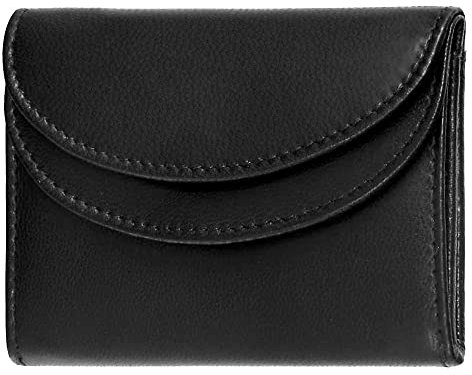 Fa.Volmer ® RFID Minibörse aus Echt-Leder - Kleine Geldbörse in schwarz mit Hightech-Silbergewebe #Mini-Comfort