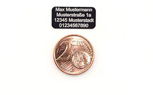 CopterFarm Drohnen Kennzeichen Schild Plakette 20x10mm mit hochwertiger Lasergravur, selbstklebend, Drohnen-kennzeichen Adressschild Kennzeichnung Kennzeichnungspflicht