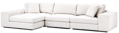 Casa Padrino Luxus Wohnzimmer Ecksofa Weiß/Schwarz 380 x 200 x H. 90 cm - Luxus Möbel
