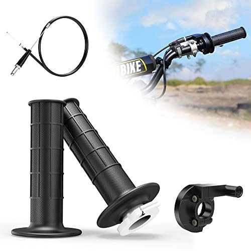 7/8 22mm Dirt Bike Twist Throttle Accelerator Handle Grip + Cable + Throttle Clamp Replacement for 50cc 90cc 110cc 125cc 140cc 150cc 200cc 250cc Pit Bike Dirtbike