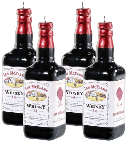 Britesta Kerzen-Flasche: 4er-Set dekorative Wachskerzen in Whiskyflaschenform, Höhe 25 cm (Kerze in Weinflaschenform)