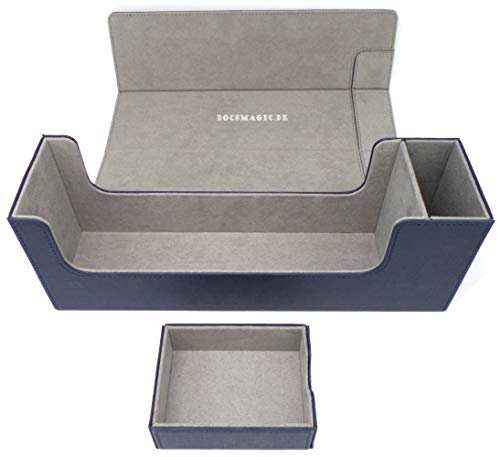 docsmagic.de Premium Magnetic Tray Long Box Dark Blue Medium - Card Deck Storage - Kartenbox Aufbewahrung Transport Dunkelblau