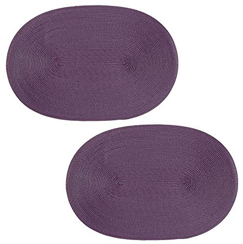 Platzset 2er Set Aubergine oval ca. 45x30 cm Platzdeckchen Tischset geflochtene Optik