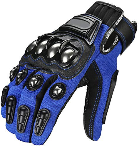 JIEKAI Outdoor Glove Steel Knuckle Motorcycle Motorbike Powersports Racing Textile Safety Gloves (XL, Blue)