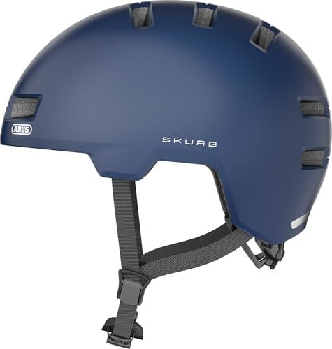 ABUS Stadthelm Skurb - Robuster Fahrradhelm für den Alltag, beim Skaten, BMX-Fahren oder Longboarden - Blau Matt, Größe M