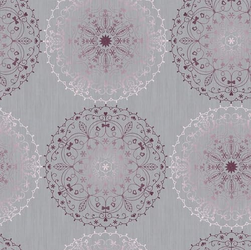 d-c-fix Wachstuchtischdecke Charlene grau 1,5 m x 2,20 m | Tischtuch im Vintage-Stil für den Küchen-, Ess- oder Gartentisch – lebensmittelecht, abwaschbar & wasserdicht