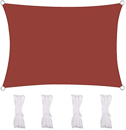 Sonnensegel Quadrat 4X4m Sonnenschutzsegel Wasserdicht 95% Beschattung UV Schutz Wetterschutz Wasserabweisend Windschutz & Tear Resistant Für Garten Terrasse Schwimmbad, Rotwein