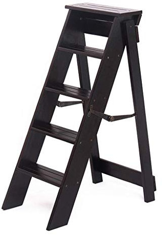 Sywlwxkq Scala Portatile Pieghevole Sgabello a gradini Sedia a scaletta a 5 gradini Sedia Pieghevole in Legno massello di Moda Scala a pioli Multifunzione Pieghevole Libreria di casa Cucina