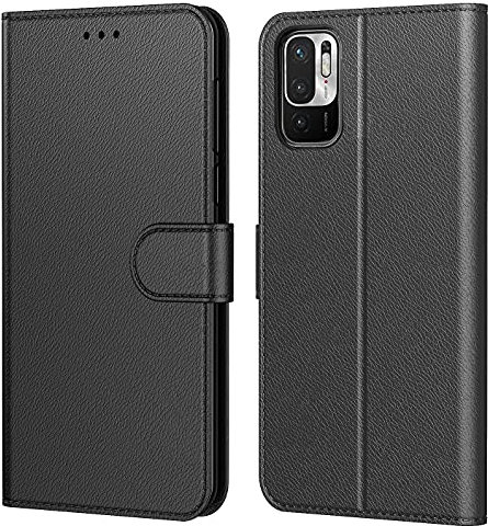 Tenphone Coque pour Xiaomi Redmi Note 10 5G, Etui Protection Housse Premium en Cuir PU,Pochette Fermeture Magnétique,Flip Case Compatible avec Redmi Note 10 5G (Book Noir)