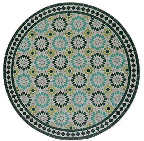 Casa Moro Mosaiktisch D120 Ankabut Türkis Ø 120cm rund mit Eisen-Gestell Höhe 73cm | Kunsthandwerk aus Marokko | Dekorativer Gartentisch Balkontisch Bistrotisch Mosaik Esstisch | MT2216
