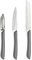 Amefa - Set de 3 couteaux de cuisine - Couteau office, éplucheur et couteau petits-légumes - Eclat - Acier inoxydable 13 C, Finition Brillante - Gris
