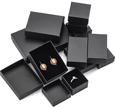 ZDNT 12 Stück Schmuckschatulle Geschenkschachtel Karton Schmuck Box Geschenkbox Schmuck Geschenkboxen Schwarz Schmuck Geschenkboxen Karton mit Deckel für Ring Halskette Anhänger Armband Collier