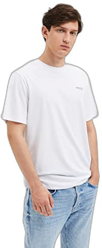 SELETED HOMME Men's SLHASPEN Logo SS O-Neck Tee W NOOS T-Shirt, Bright White, XXL