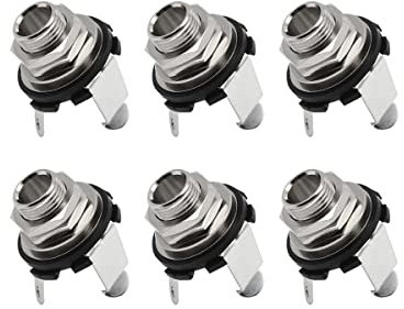 FLEOR 0,25 Zoll Gitarren-Klinkenbuchse Eingang Ausgang Chrom 6,35 mm Klinke für E-Gitarre 6 STÜCKE