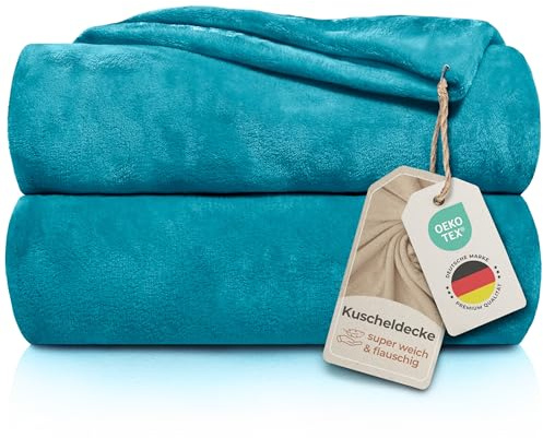 Gräfenstayn® Kuscheldecke flauschig & super weich - hochwertige Fleecedecke auch als Wohndecke, Tagesdecke, Sofadecke & Sommerdecke geeignet - Überwurf Decke Sofa & Couch (Türkis, 150x130 cm)