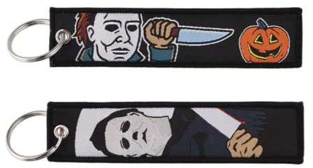 Pinstant Schlüsselanhänger mit Schlüsselanhänger, Motiv: Michael Myers John Carpenter, klassischer 70er-Jahre-Slasher-Film, Schlüsselanhänger, Schwarz, 5.1 inches long