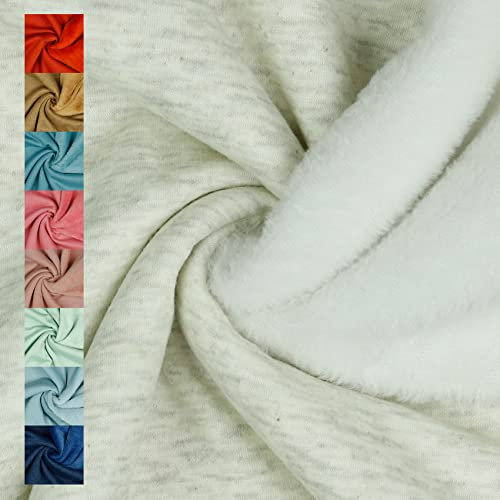 VmG-Store Polar Fleece Stoff Meterware Alpenfleece 21 Farben Fleecestoff zum Nähen mit Antipilling 150cm Breite (019 I Ecru Meliert)