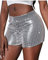 Onsoyours Kurze Hose Damen Pailletten Glitzer Shorts Sexy Hotpants Damen Sequin Shine Glitter Shorts High Waist A-Linie Sparkly Party Hotpants Sexy Nachtclub Clubwear A Silber S