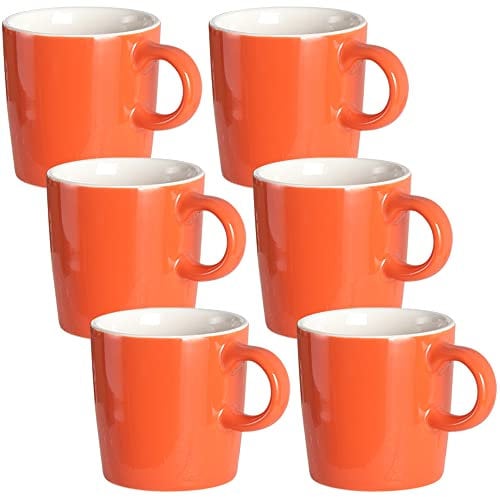 homEdge Procelain Espresso Cup, 4 Ounces / 120 ml Demitasse for Espresso, Tea- Set of 6, Orange (209CEC060223)