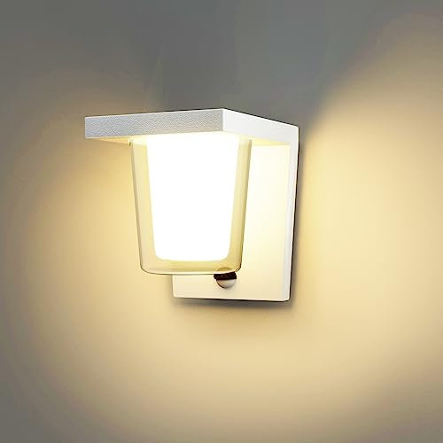 FLORNIA LED Outdoor Wall Light with Motion Sensor, Outside Wall Light Main Powered with PIR, External Garden Weatherproof Aluminium Lamp (900LM 13.5W 3000K IP44)