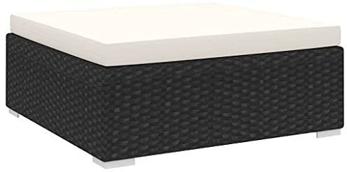 SHUJING Modular-Fußhocker 1 STK. + Auflagen, Hocker Garten, Hocker Outdoor, Kleiner Hocker, Gartenmöbel, Balkon Hocker, Fußhocker Outdoor, Poly Rattan Schwarz