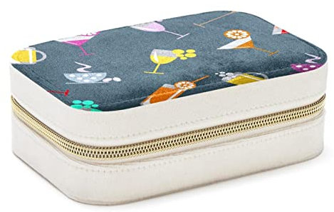 Cocktail Glass Wine Beer Jewelry Box Portable Travel Jewelrys Organizer Case Earrings Rings Necklaces Display Store Holder Boxes for Women Girls Bridesmaid Gifts