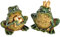Deko-Frösche 2 Fach Sortiert, mit Herz und Krone, aus Keramik, in grün-Gold, für Heim, Garten, Terrasse oder Teich, Größe: L/B/H ca. 7 x 10 x 11 cm