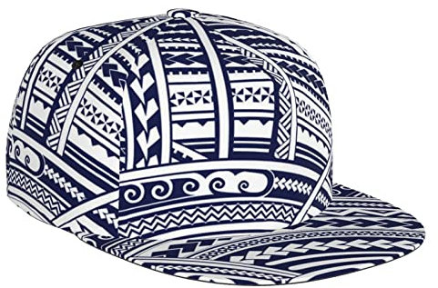 Blaues polynesisches Maori-Stammesmuster, blaues polynesisches Maori-Stammesmuster, modische Baseballkappe mit flacher Krempe, geeignet für vier Jahreszeiten, tägliche Verwendung, Outdoor-Sport