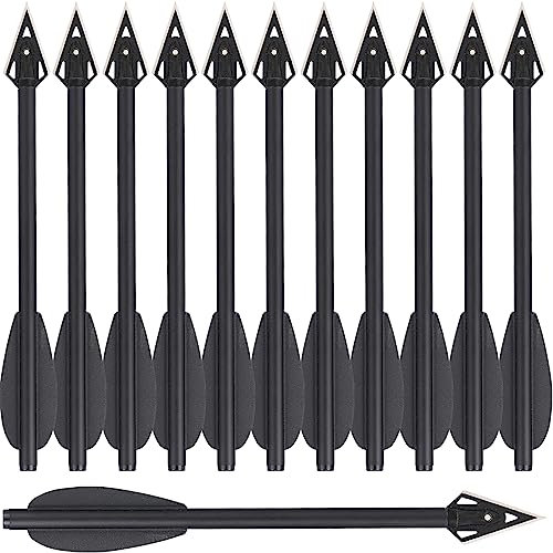 HUNTSPM 6,3 Aluminium Pistole Armbrust Bolzen Pfeile,Mini Armbrustbolzen Armbrustpfeile mit Jagdspitzen Jagdpfeile für 50-80 lbs Pistolenarmbrust Präzisions Zielscheibe Bogenschießen (12stk Black)