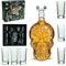 Kobi & Knight Skull Tequila Decanter Set - Handmade Glass Skull Liquor Decanter with 6 Shot Glasses - Tequila Set in Gift Box - Creative Tequila Party, Bar Decorations - Cool Tequila Gifts