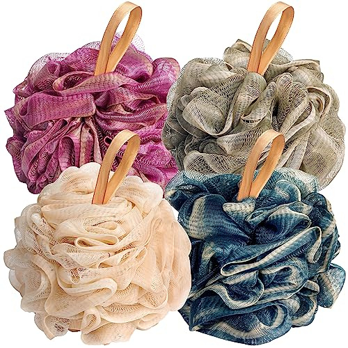 Fishent Loofah Bath Sponge Shower Loofahs, 4 Pack Loofa Body Scrubber