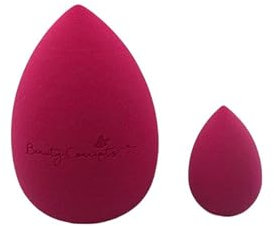 Beauty Concepts Lot de 2 éponges de maquillage sans latex - 1 grande, 1 petite - Rouge - Pour fond de teint liquide, crème et poudre - Mélange et contour - Forme de goutte