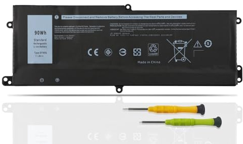 K KYUER 90Wh DT9XG Battery for Dell Alienware Area-51M R1 R2 Series i7-10700K RTX 2070 Super i9-9900K RTX 2080 i7-9700K i5-10300H ALWA51M-D1968W 7PWKV KJYFY 07PWKV 07PWXV 0KJYFY Notebook Battery