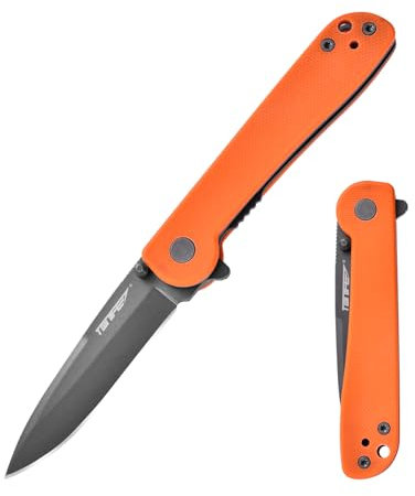 TONIFE Risingstar Klappmesser Outdoor Messer mit Taschenclip, 8Cr14MoV Klinge und G10 Griff für Kleine Messer Camping Messer (Orange + Grau Titan)