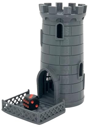 drunkLY - 3D Würfelturm für das perfekte Würfelerlebnis, perfekt für RPG, Miniaturspiele und Brettspiele, mit Würfel und Aufbewahrungsbeutel - Geschnek Idee (grau)