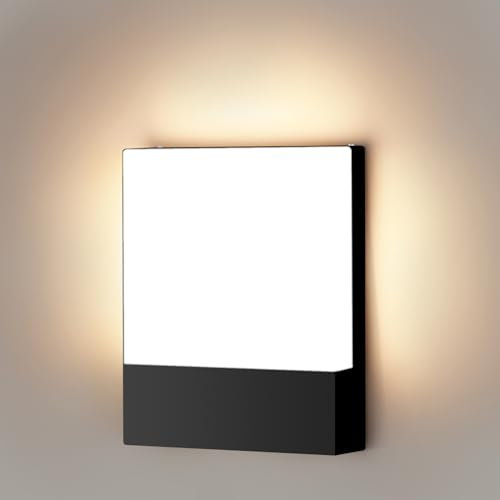 Cwycfw LED Wandleuchte Aussen 18W Außenwandleuchte 3000K Warmweiß Wasserdicht IP65 Wandlampe Schwarz