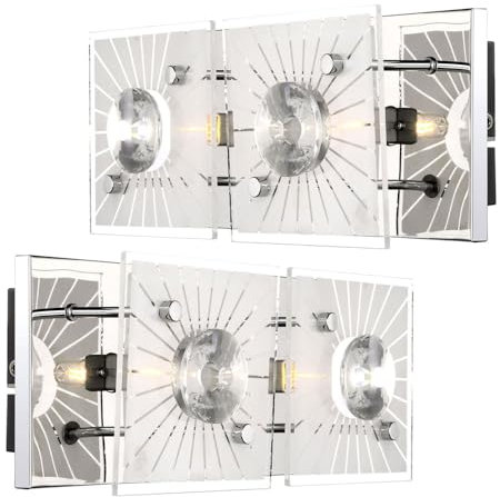 Wandleuchte Kristalle Kristallleuchte Wand Modern Wandlampe Glas Chrom, satiniert, 2-Flammig G9 Fassung, LxBxH 24x11x10 cm, 2er Set