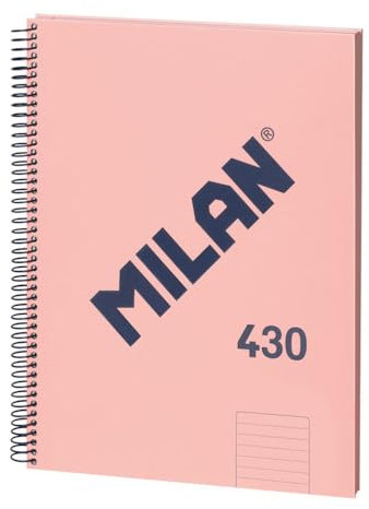 MILAN® Cuaderno A4 con tapa dura, papel pautado a líneas, 80 hojas, serie 1918, rosa