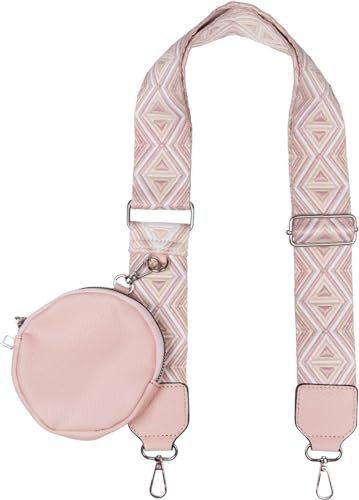 styleBREAKER Taschen Schulterriemen verstellbar geometrisch gemustert mit kleiner Börse, Wechsel Taschengurt, Handyband, Handykette 02013035, Farbe:Altrose