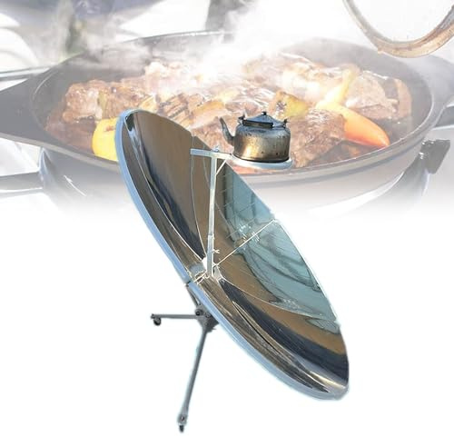 Portable Solar Cooker, 61inch Solar BBQ Grill, Focal Spot Temperature:800-1500°C, Camper Cooker All Season, Outdoor Oven, No Electricity Required