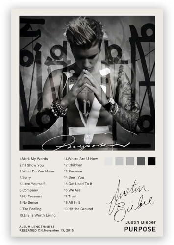RXlinquial Purpose Albums Poster Justins%, Poster, Musik-Leinwand, Fotodruck Kunst, Heimdekoration, Wandkunst, Fan, Geschenk, 30,5 x 45,7 cm, ungerahmt, Stil 10