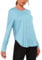 Terecey UV-Shirts Damen Langarm Sportshirt UPF 50+ Sommer Langarmshirt Atmungsaktiv Locker Sport Top Weich Leichtes Funktionsshirt für Yoga Fitness, Blau XL