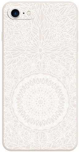 Berkin Arts Compatible with iPhone 7/8/iPhone SE (2020)/ SE (2022) Case TPU Material Cover Symmetry Geometric Patterns Curved Contour Beige Mandala Floral Pattern Intricate and Beautiful
