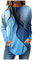 Damen Bluse Casual Langarm Oberteile Lässig Rundhals Shirt 2024 Mode Drucken Tops Elegant Langarmshirt Locker Tunika Vintage Longshirt Herbst Basic Tshirt Pullover Sweatshirt(1-Blue,XXL)