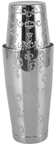 Cocktail Shaker Set, Boston Cocktail Shaker Set, Stainless Steel Cocktail Shaker Engraved Martini Shaker Silver Japanese Boston Mixer (Bottomed)