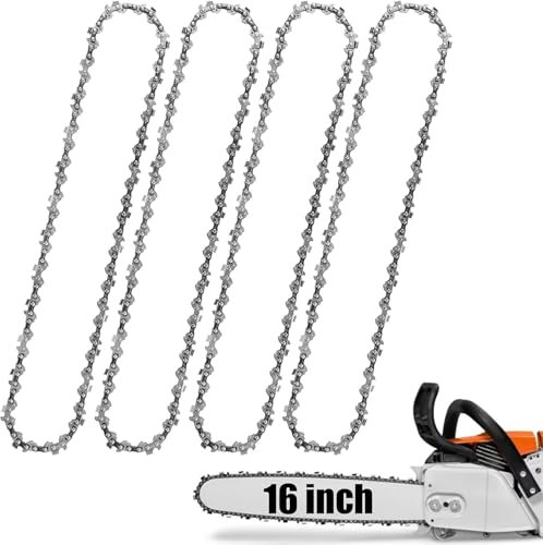 WIRSHO 4 Stück 40cm Sägeketten mit 56 Triebsglieder 1.3mm(0,050)3/8LP Kettensägenketten für 40cm Schwert Rückschlagsarme Ersatzkette kompatibel mit Oregon, Dolmar, Einhell, Makita, Husqvarna